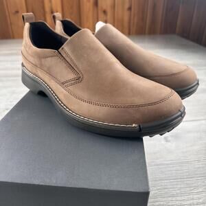 Ecco Fusion Leather Loafer Slip Ons Brown Cocoa Mens 47 Size 13 Driving Travel